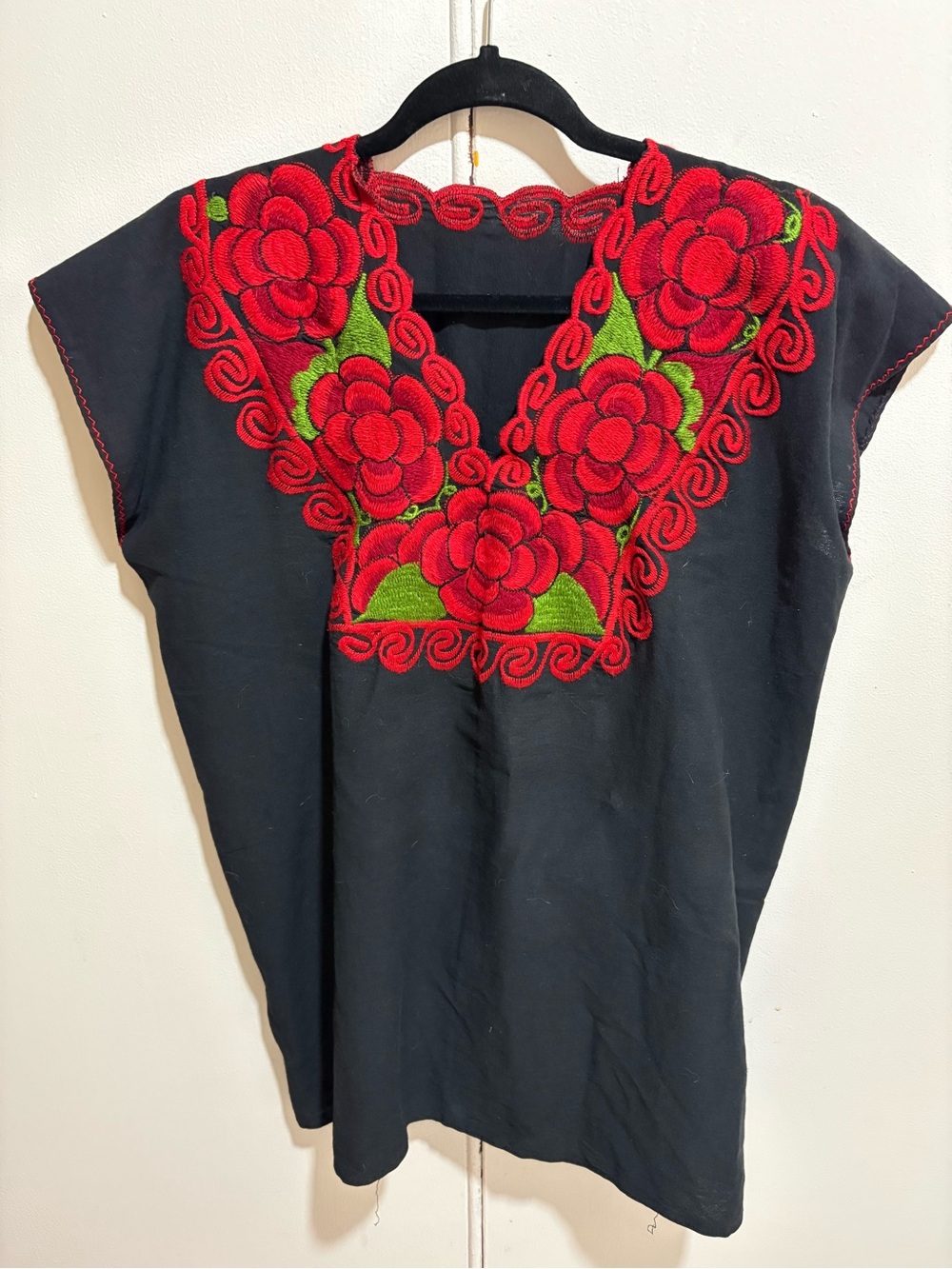 Mexican embroidered woman’s V neck top